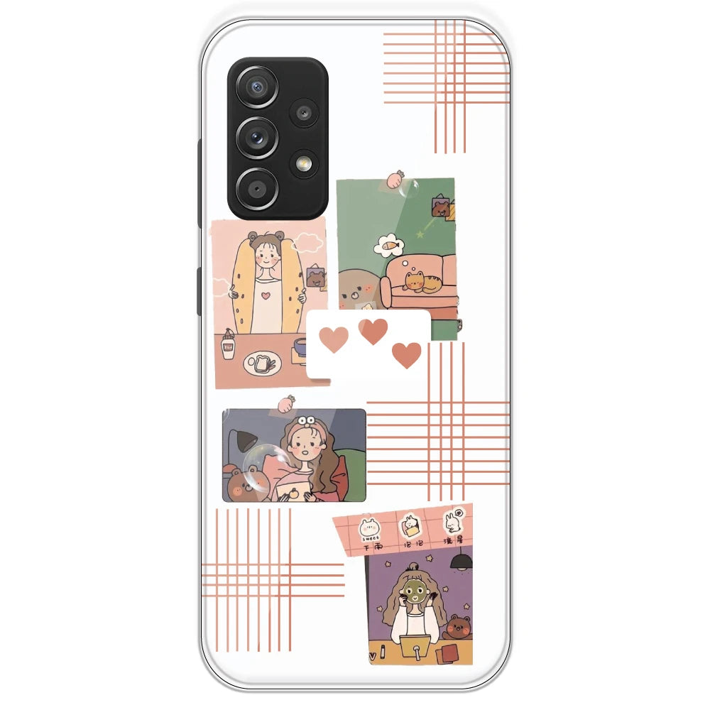 Cute Girl Collage - Clear Printed Silicone Case For Samsung Galaxy A53