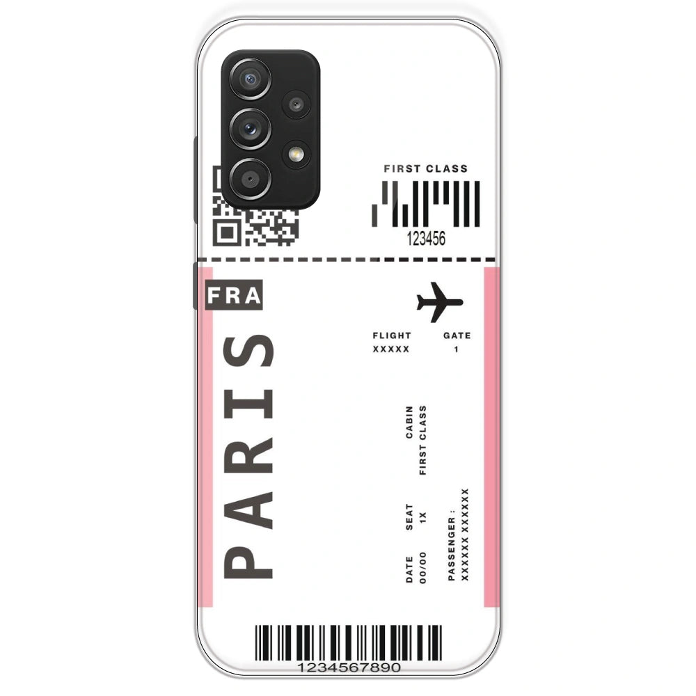 Paris Ticket - Clear Printed Silicone Case For Samsung Galaxy A53