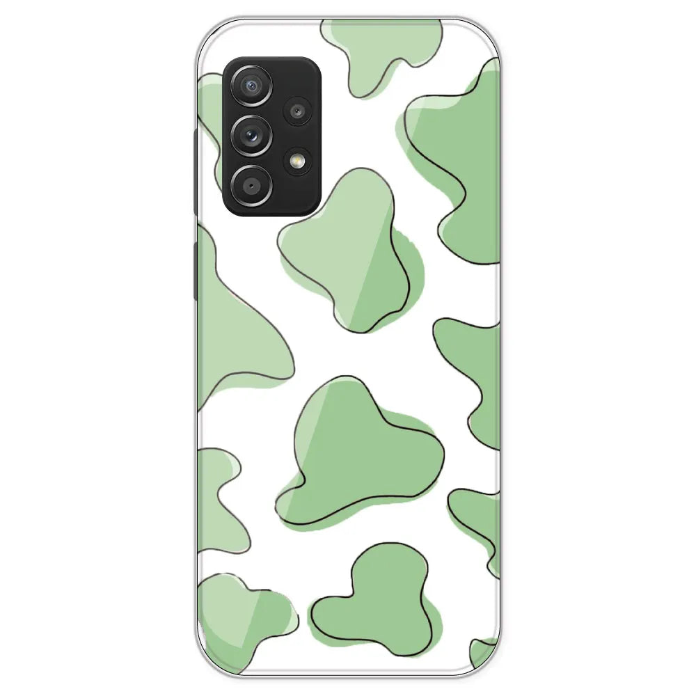 Green Cow Print - Clear Printed Silicone Case For Samsung Galaxy A53