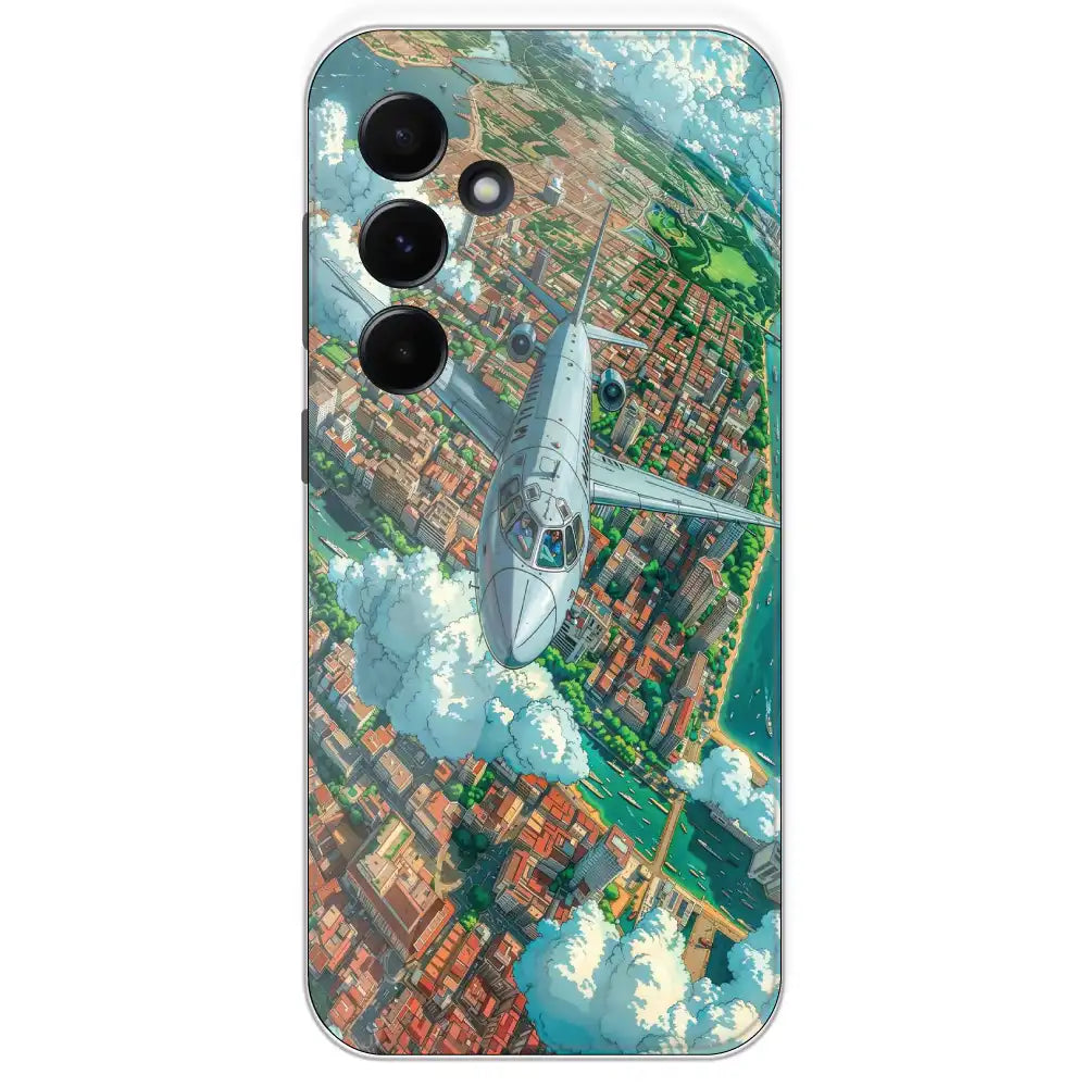 Flying Over City - Printed Silicone Case For Samsung Galaxy A55