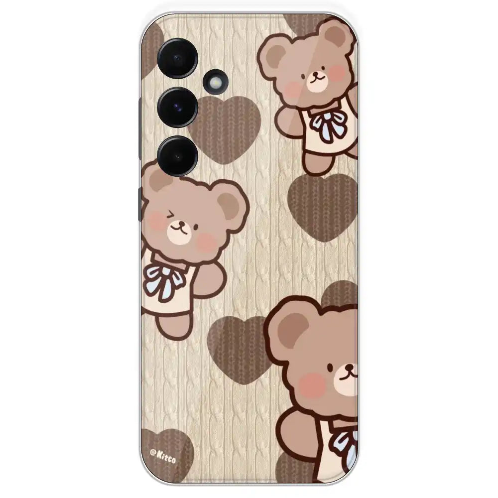Teddy Heart - Printed Silicone Case For Samsung Galaxy A55