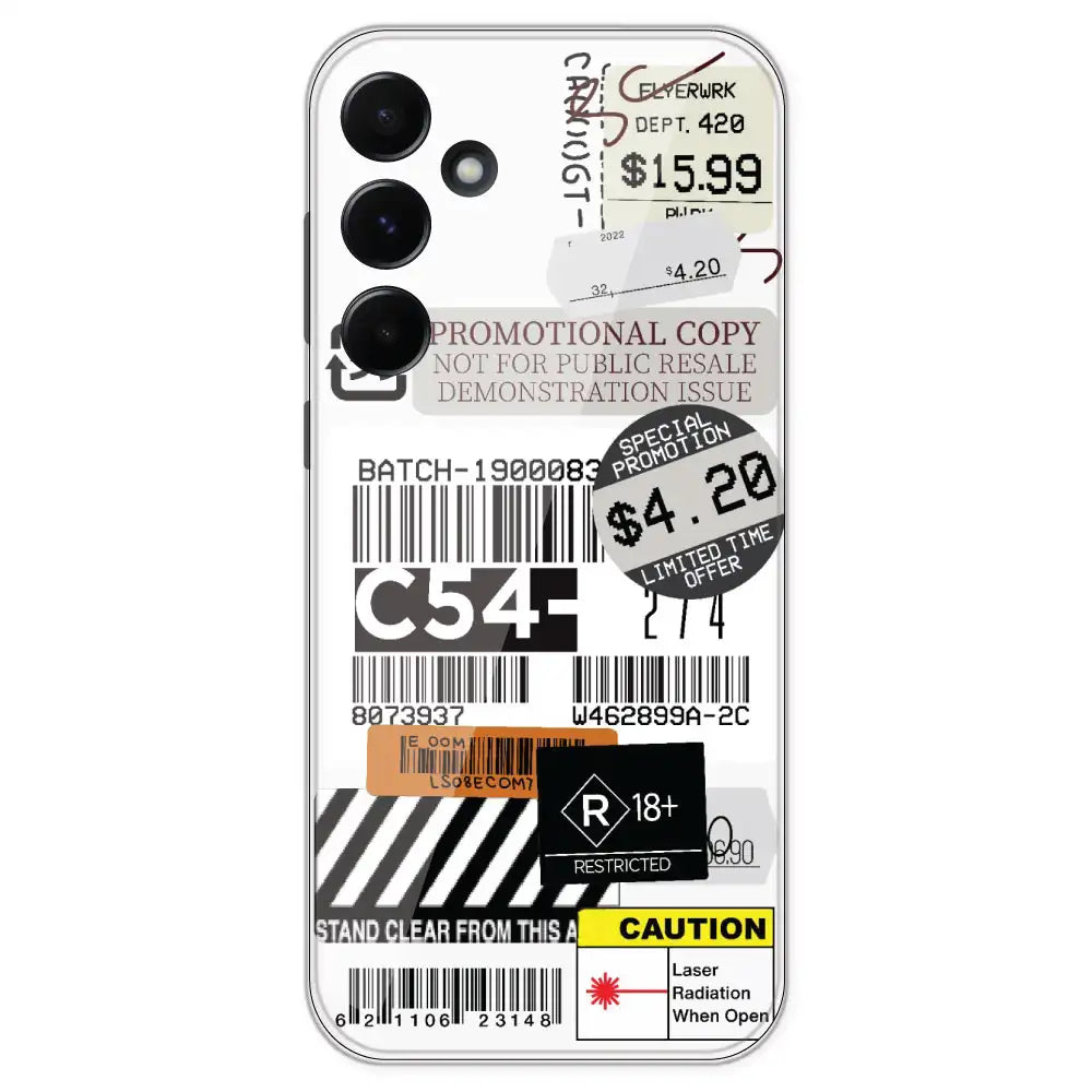 Labels - Clear Printed Silicone Case For Samsung Galaxy A55