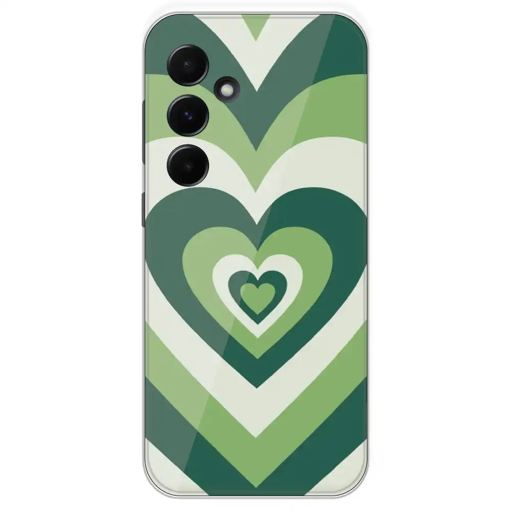 Dark Green Hearts - Printed Silicone Case For Samsung Galaxy A55