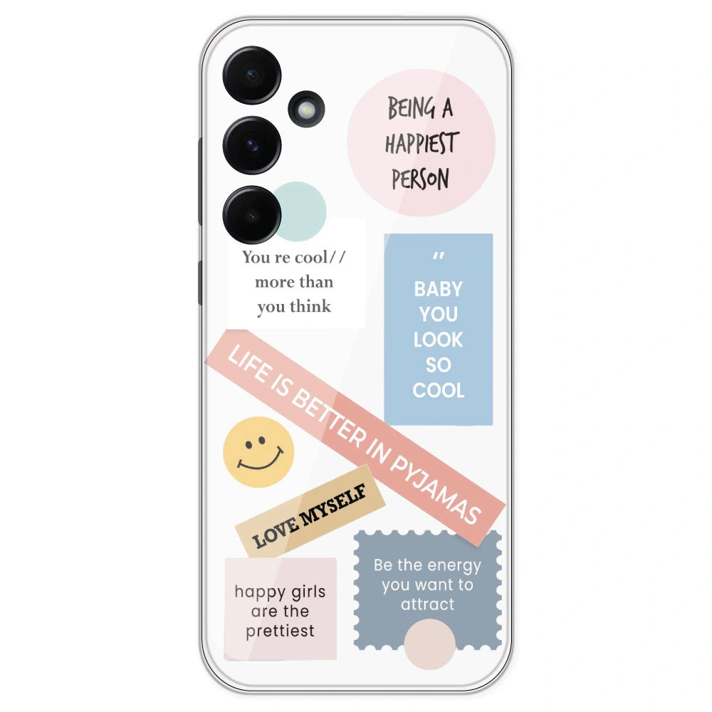 Be Happy - Clear Printed Silicone Case For Samsung Galaxy A55