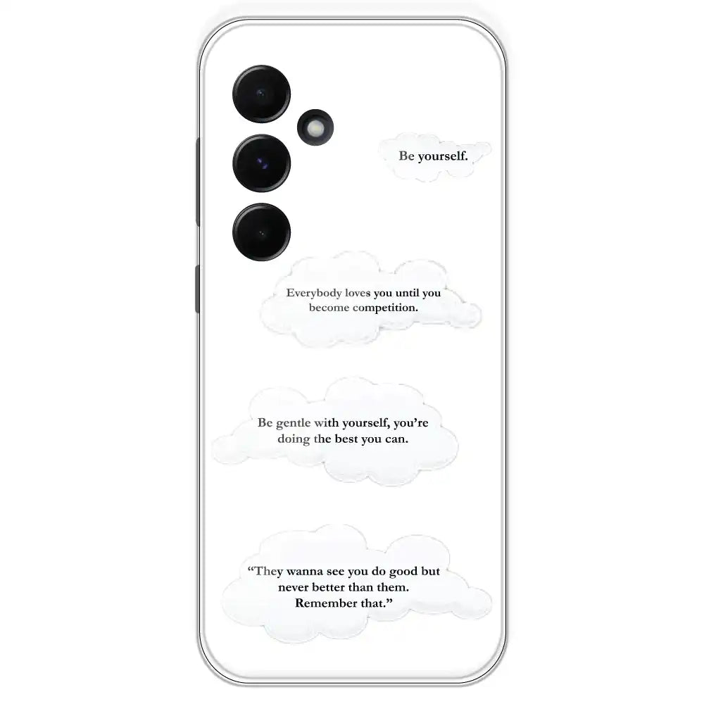 Quotes And Clouds - Clear Printed Silicone Case For Samsung Galaxy A55