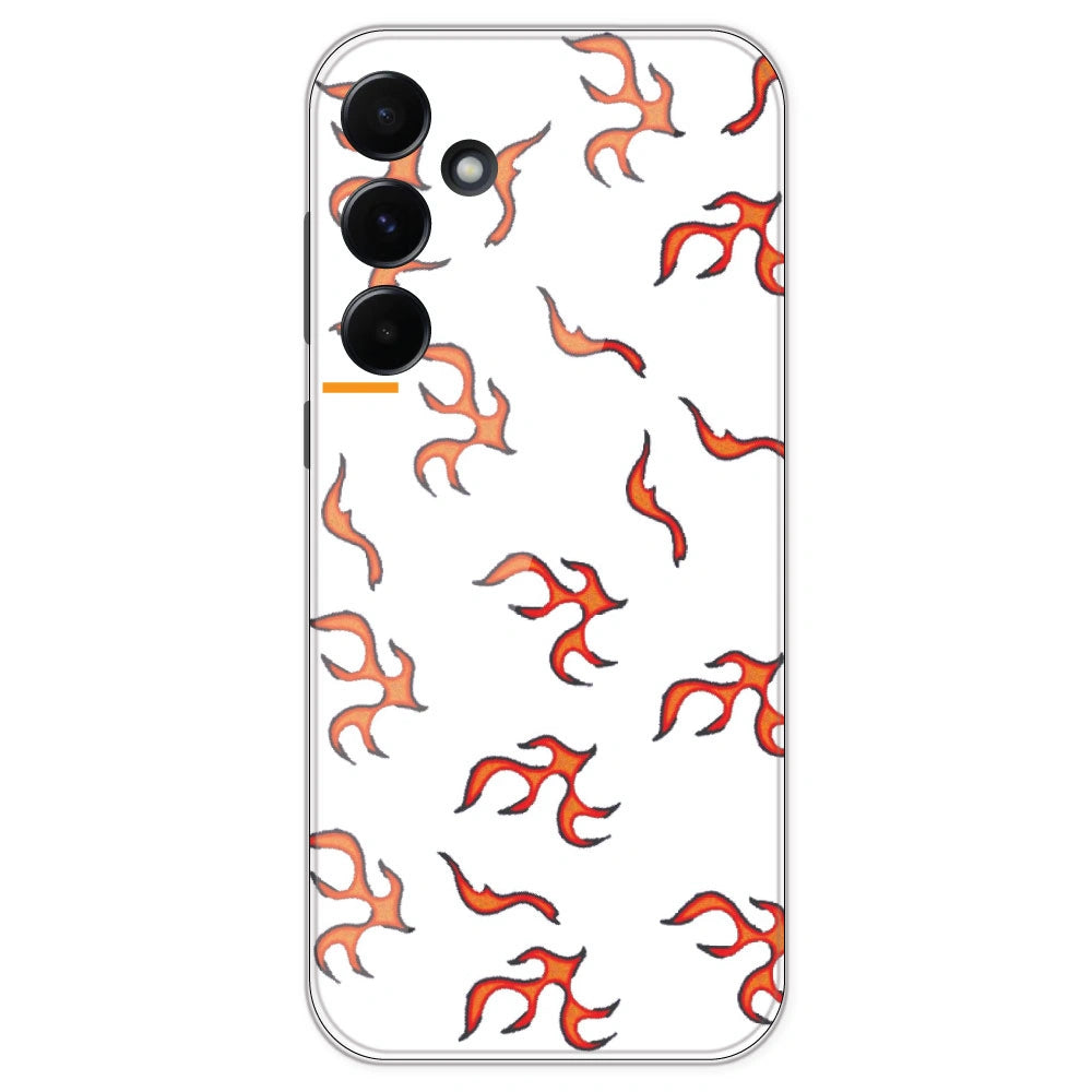 Orange Mini Flames - Clear Printed Silicone Case For Samsung Galaxy A55