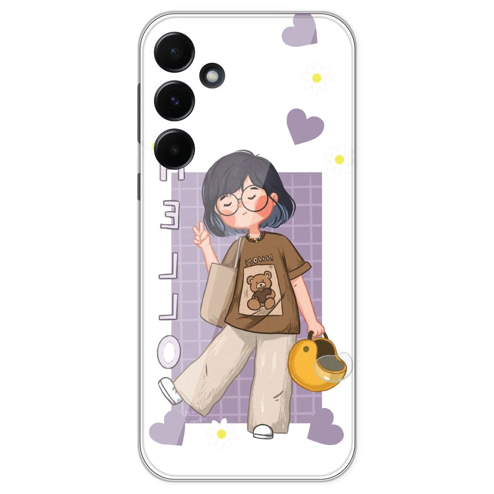 Introvert Girl - Clear Printed Silicone Case For Samsung Galaxy A55