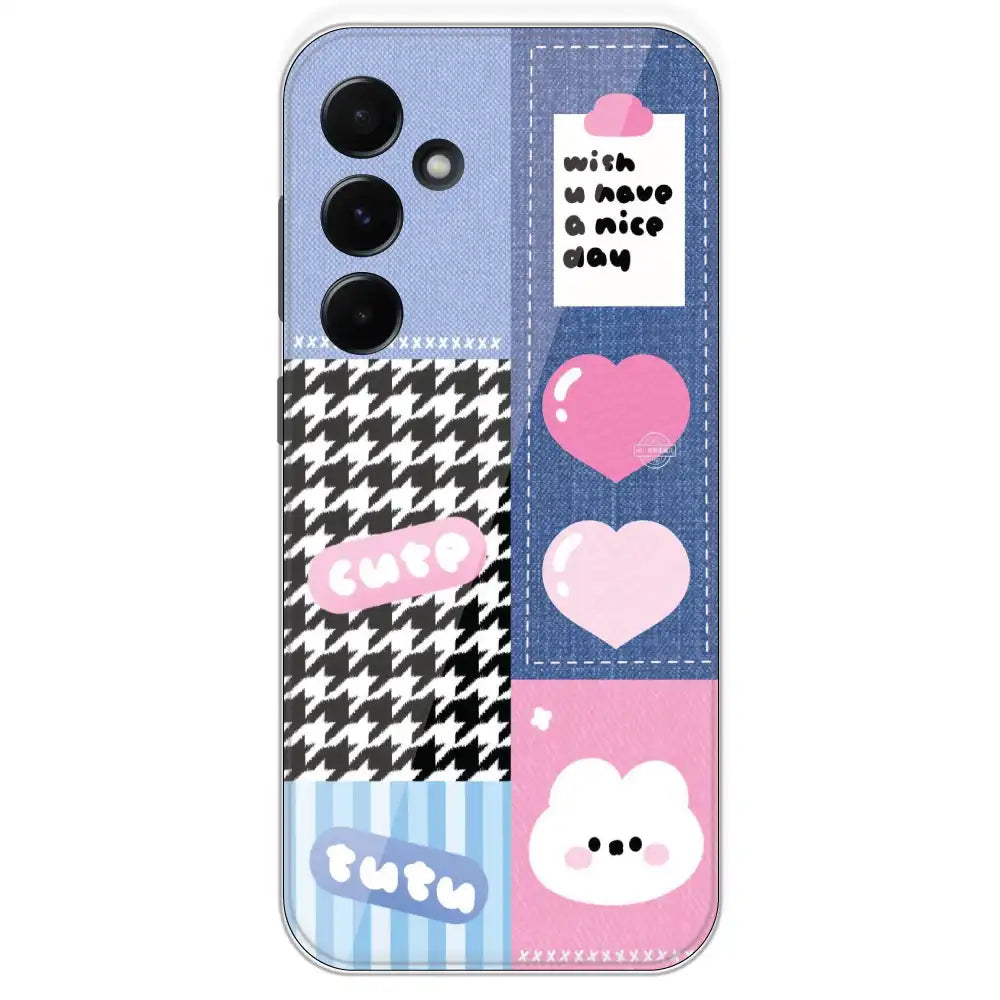 Cute Pink Bear Collage - Printed Silicone Case For Samsung Galaxy A55