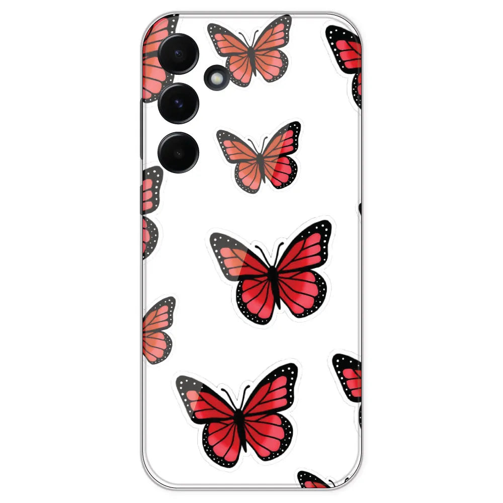 Red Butterfly - Clear Printed Silicone Case For Samsung Galaxy A55
