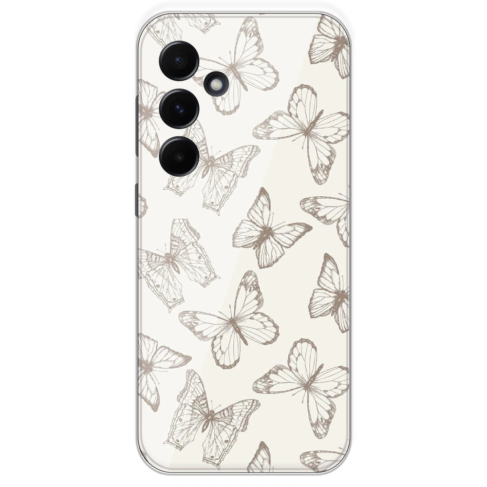 White Butterflies - Printed Silicone Case For Samsung Galaxy A55