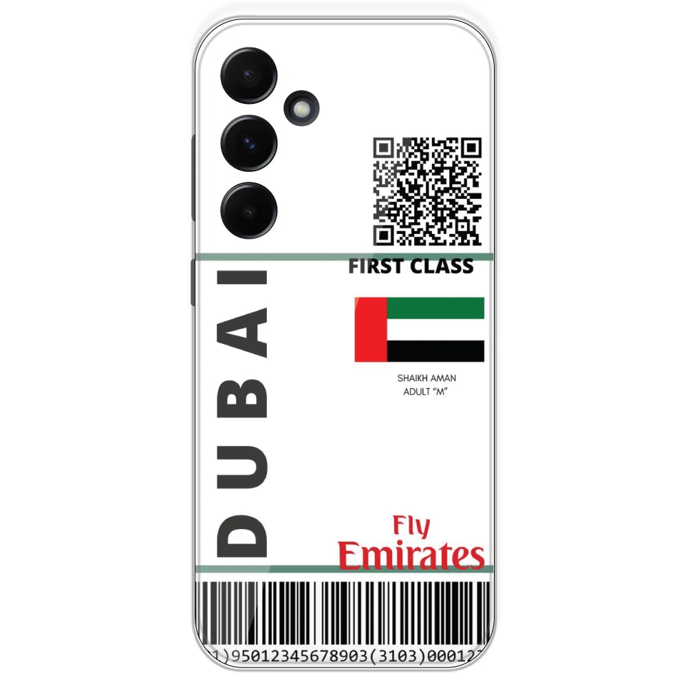 Dubai Ticket - Clear Printed Silicone Case For Samsung Galaxy A55