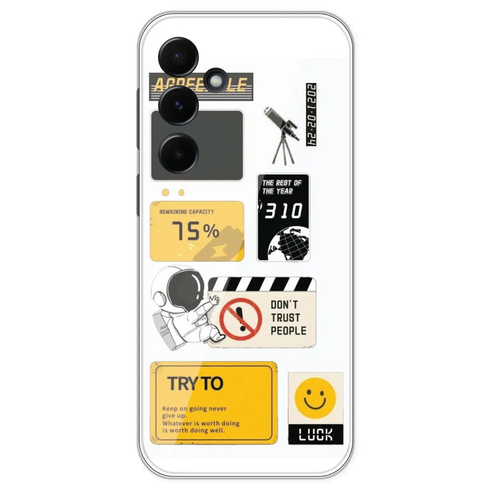 Space - Clear Printed Silicone Case For Samsung Galaxy A55