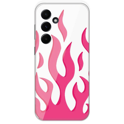 Pink Flames - Clear Printed Silicone Case For Samsung Galaxy A55