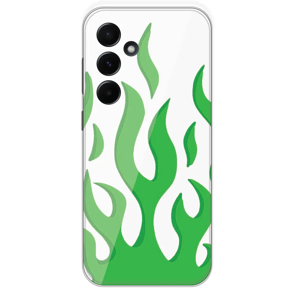White Aesthetic Flame - Clear Printed Silicone Case For Samsung Galaxy A55