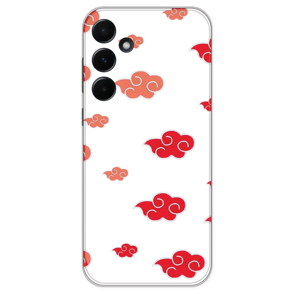 Red Clouds - Clear Printed Silicone Case For Samsung Galaxy A55