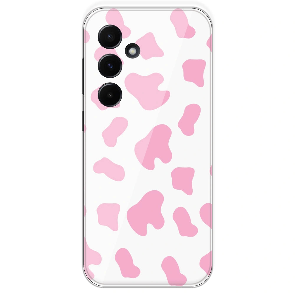 Pink Cow Print - Clear Printed Silicone Case For Samsung Galaxy A55