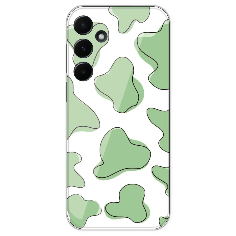 Green Cow Print - Clear Printed Silicone Case For Samsung Galaxy A55