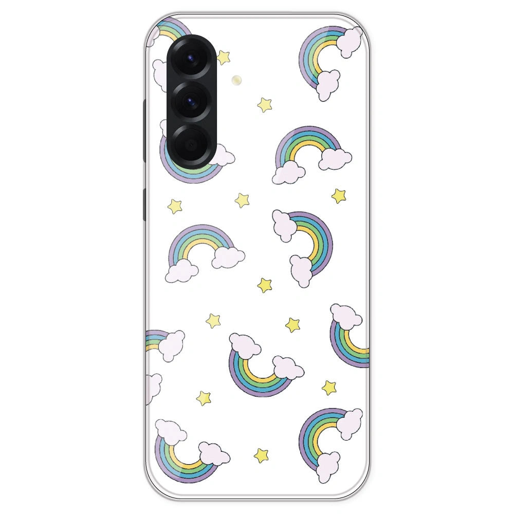 Rainbow With Clouds - Clear Printed Silicone Case For Samsung Galaxy A56