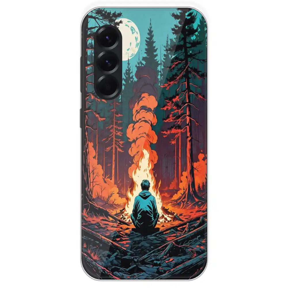 Boy With Camp Fire - Printed Silicone Case For Samsung Galaxy A56