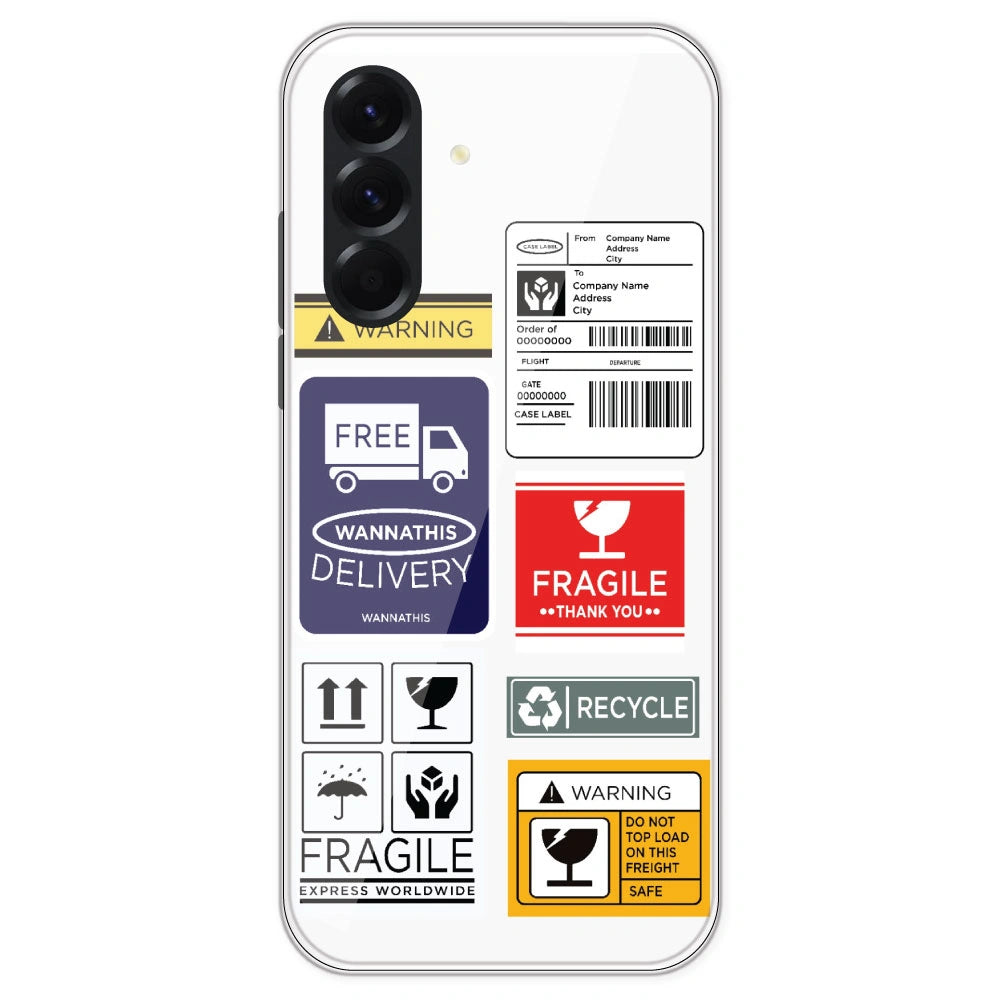 Caution Labels - Clear Printed Silicone Case For Samsung Galaxy A56