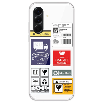 Caution Labels - Clear Printed Silicone Case For Samsung Galaxy A56