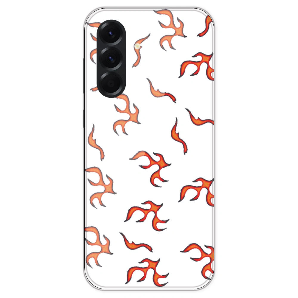 Orange Mini Flames - Clear Printed Silicone Case For Samsung Galaxy A56