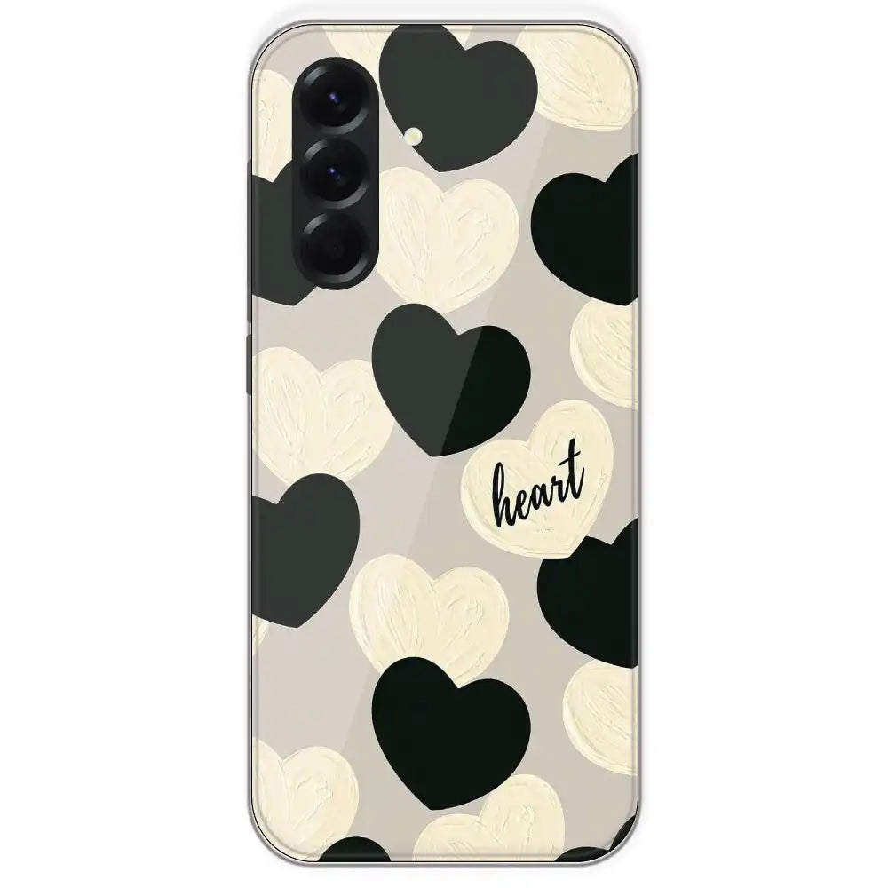 Black And White Heart - Printed Silicone Case For Samsung Galaxy A56