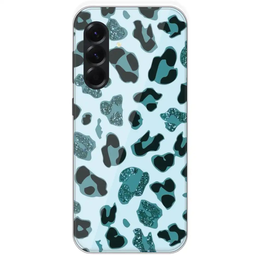 Blue Leopard Glitter Print - Printed Silicone Case For Samsung Galaxy A56