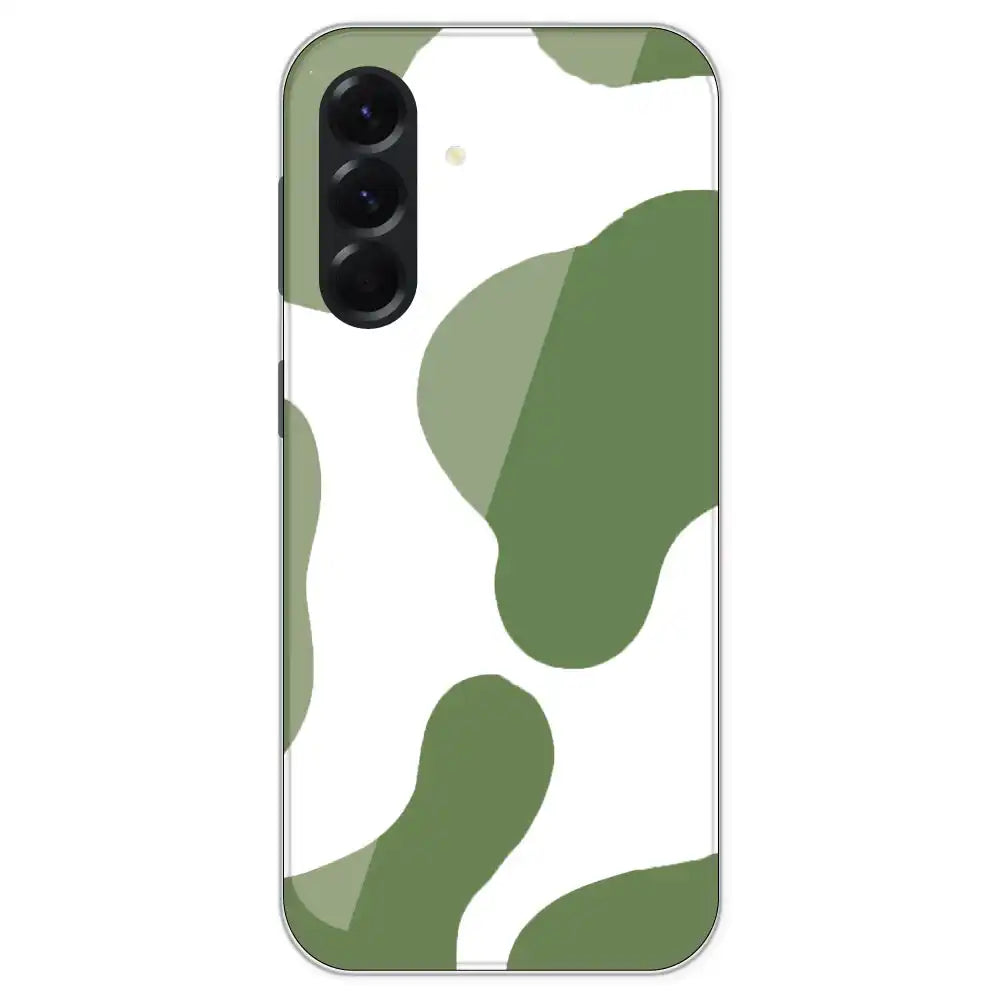 Olive Green Cow Print - Clear Printed Silicone Case For Samsung Galaxy A56
