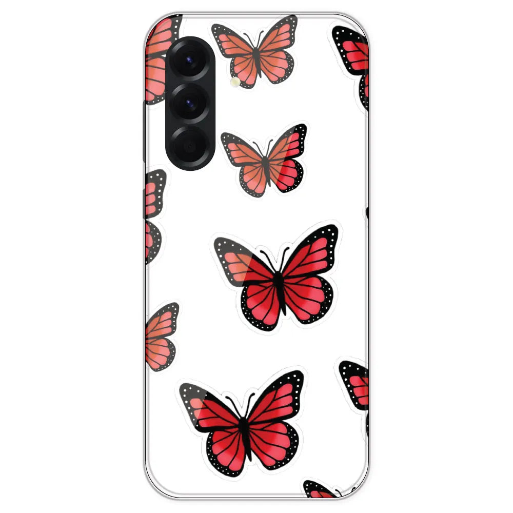 Red Butterfly - Clear Printed Silicone Case For Samsung Galaxy A56