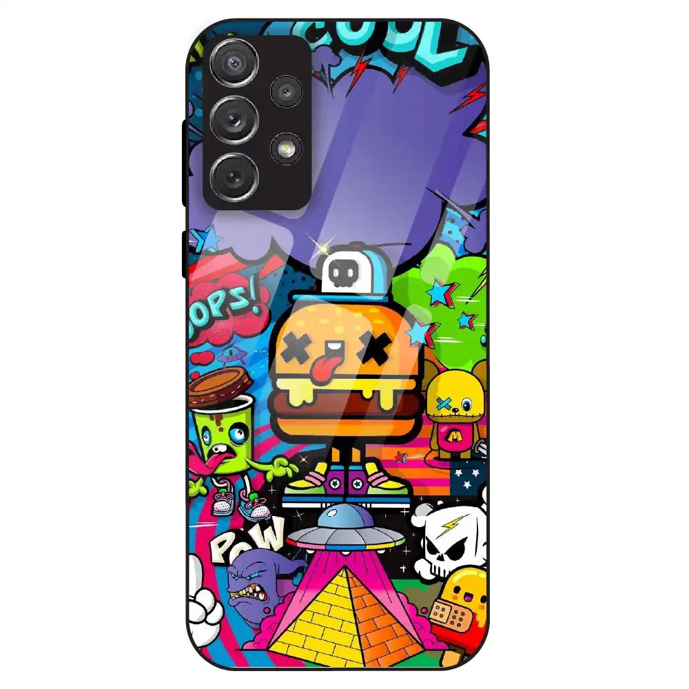 Colorful Graffiti Cartoon - Glass Case For Samsung Galaxy A72