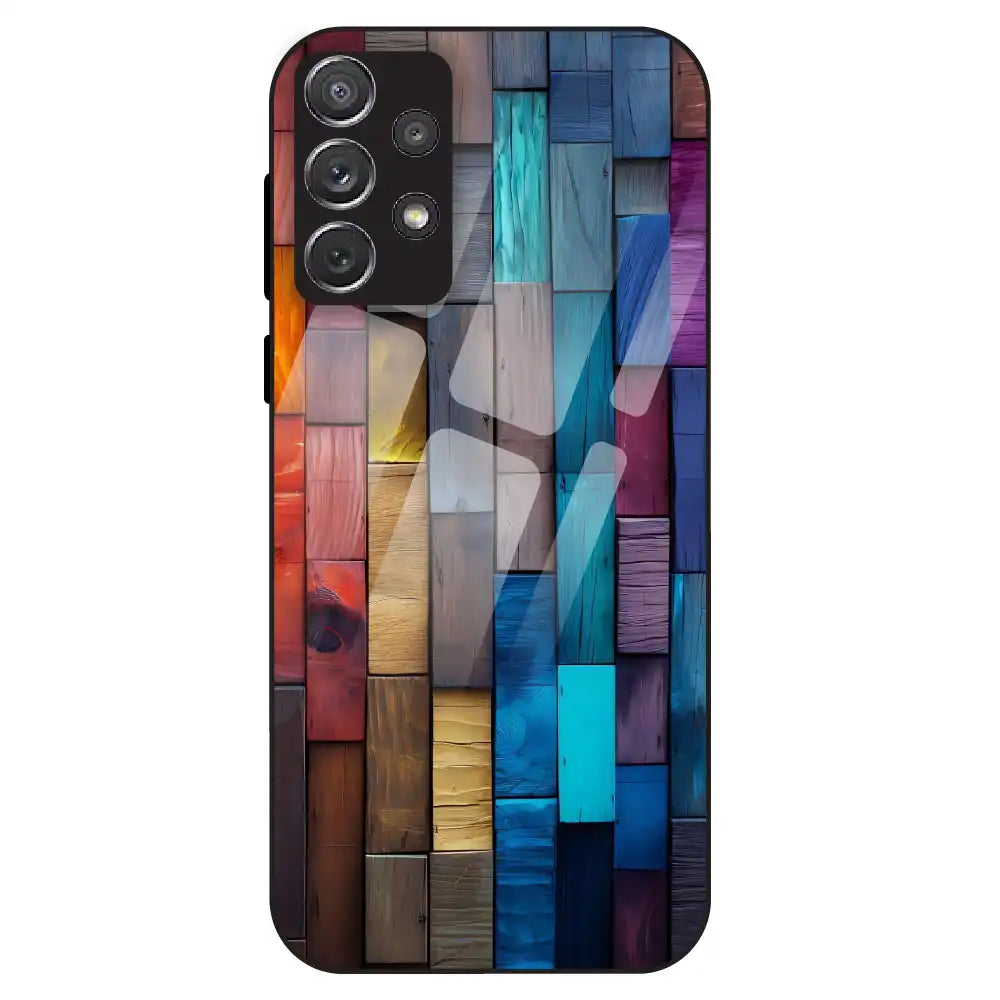 Color Block Wood Texture - Glass Case For Samsung Galaxy A72
