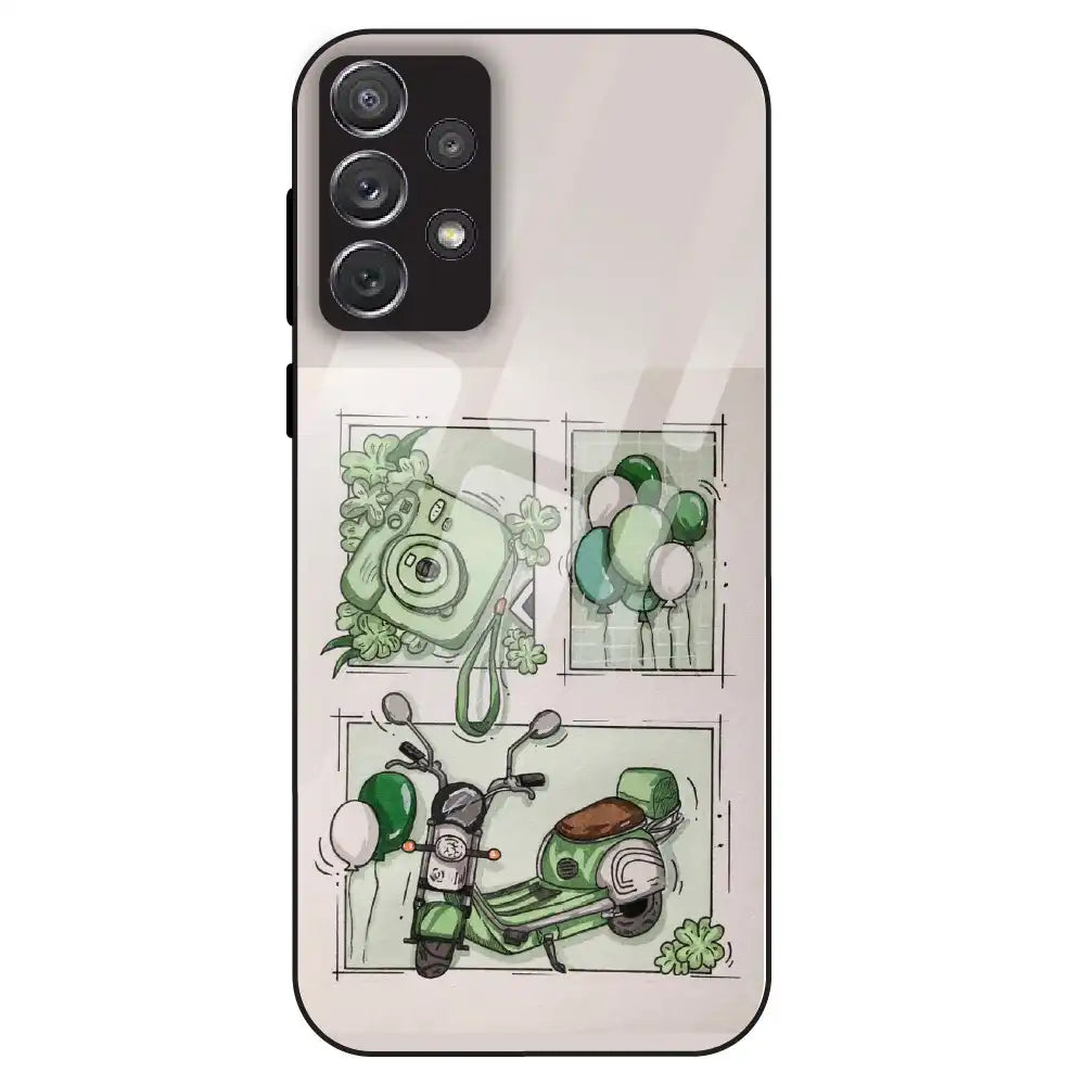 Vintage Green Sketch Aesthetic - Glass Case For Samsung Galaxy A72