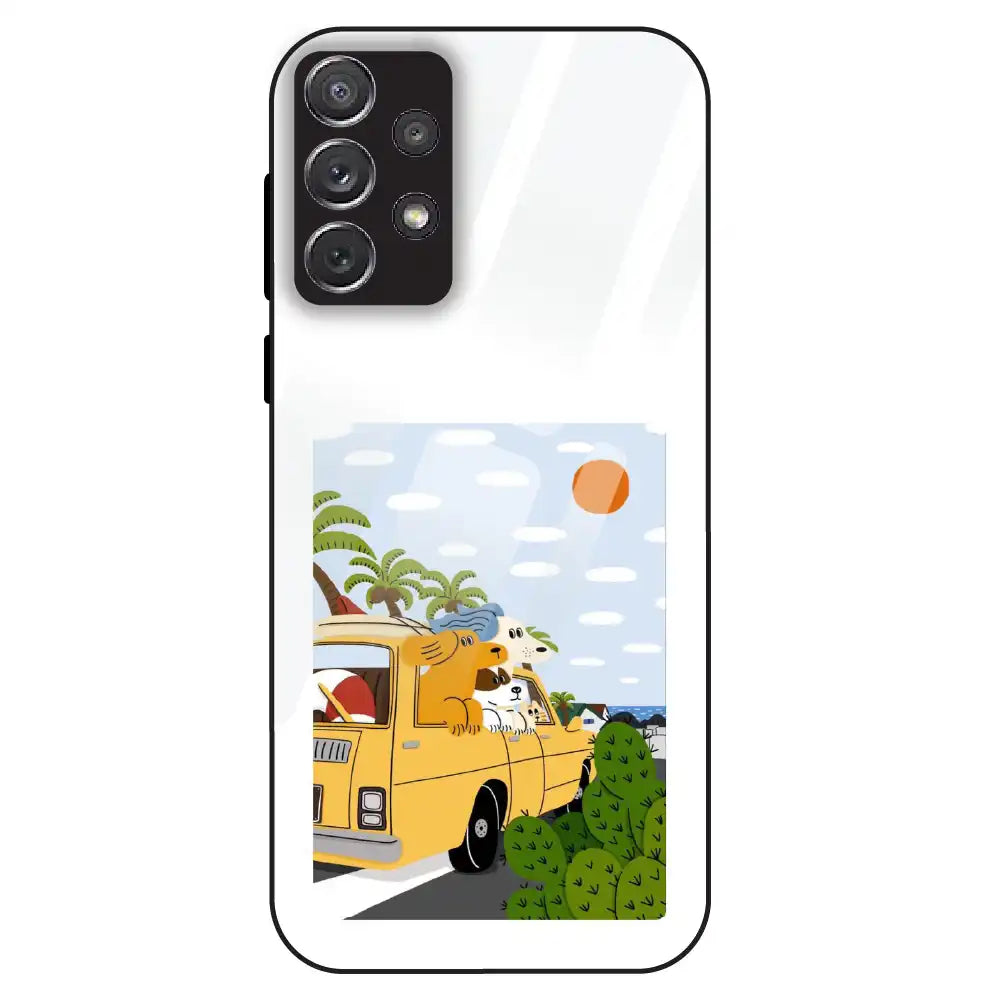 Cute Dog Travel Cartoon - Glass Case For Samsung Galaxy A72