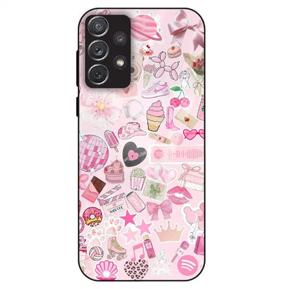 Pink Pop Aesthetic Collage - Glass Case For Samsung Galaxy A72