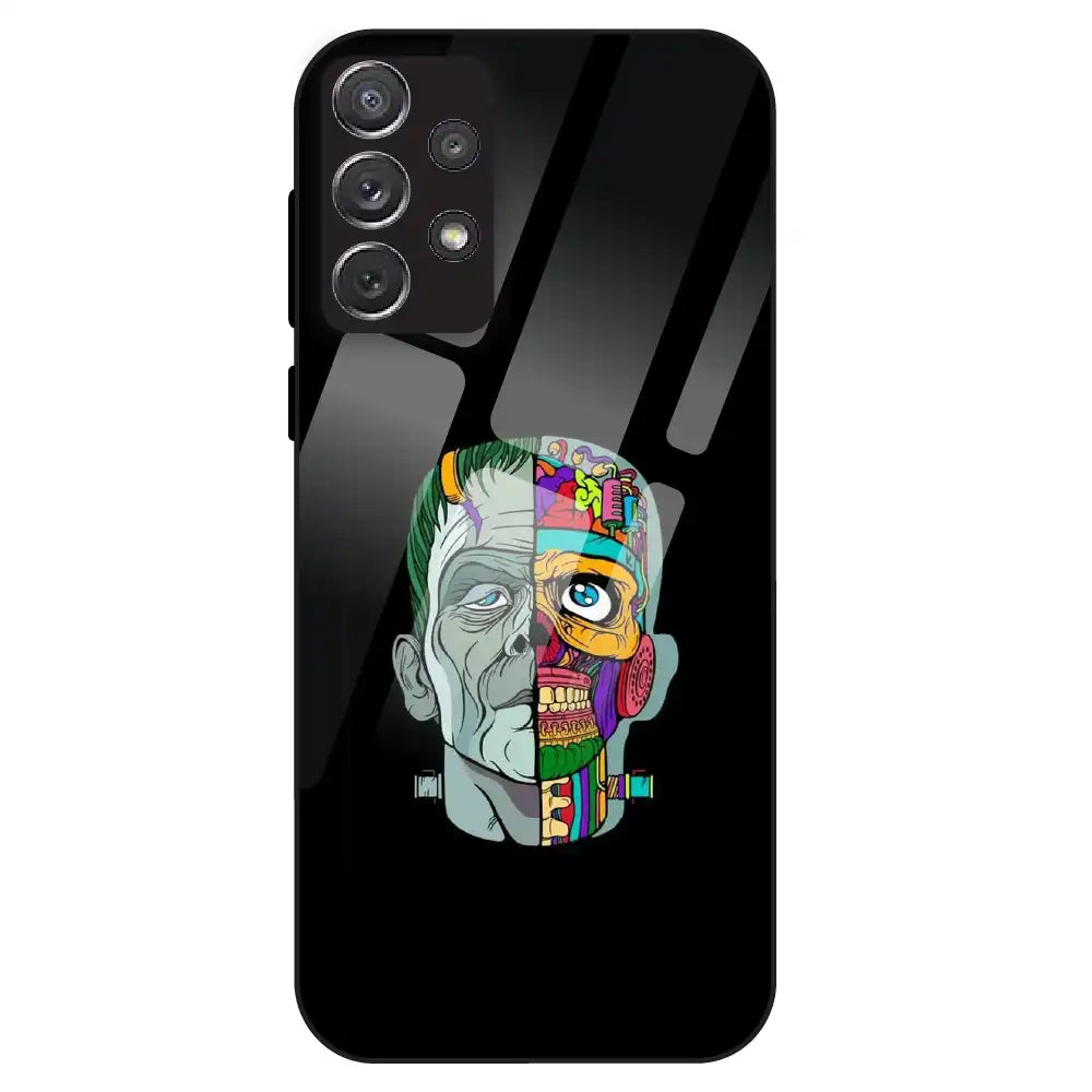 Half Skull Pop Art - Glass Case For Samsung Galaxy A72