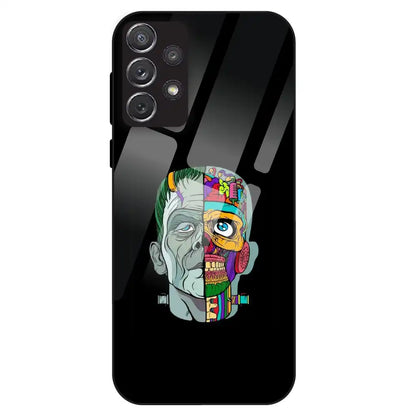 Half Skull Pop Art - Glass Case For Samsung Galaxy A72