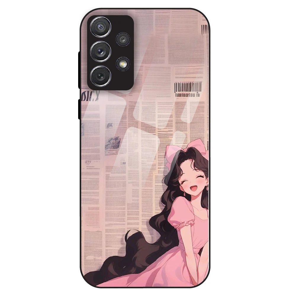Cute Pink Anime Girl - Glass Case For Samsung Galaxy A72