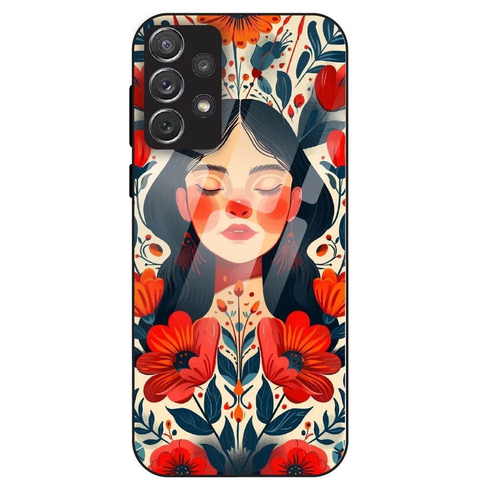 Floral Muse Portrait - Glass Case For Samsung Galaxy A72