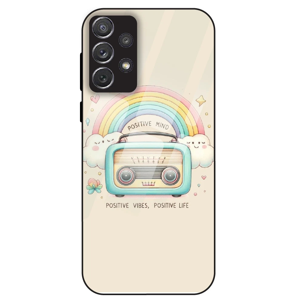 Positive Vibes Retro - Glass Case For Samsung Galaxy A72