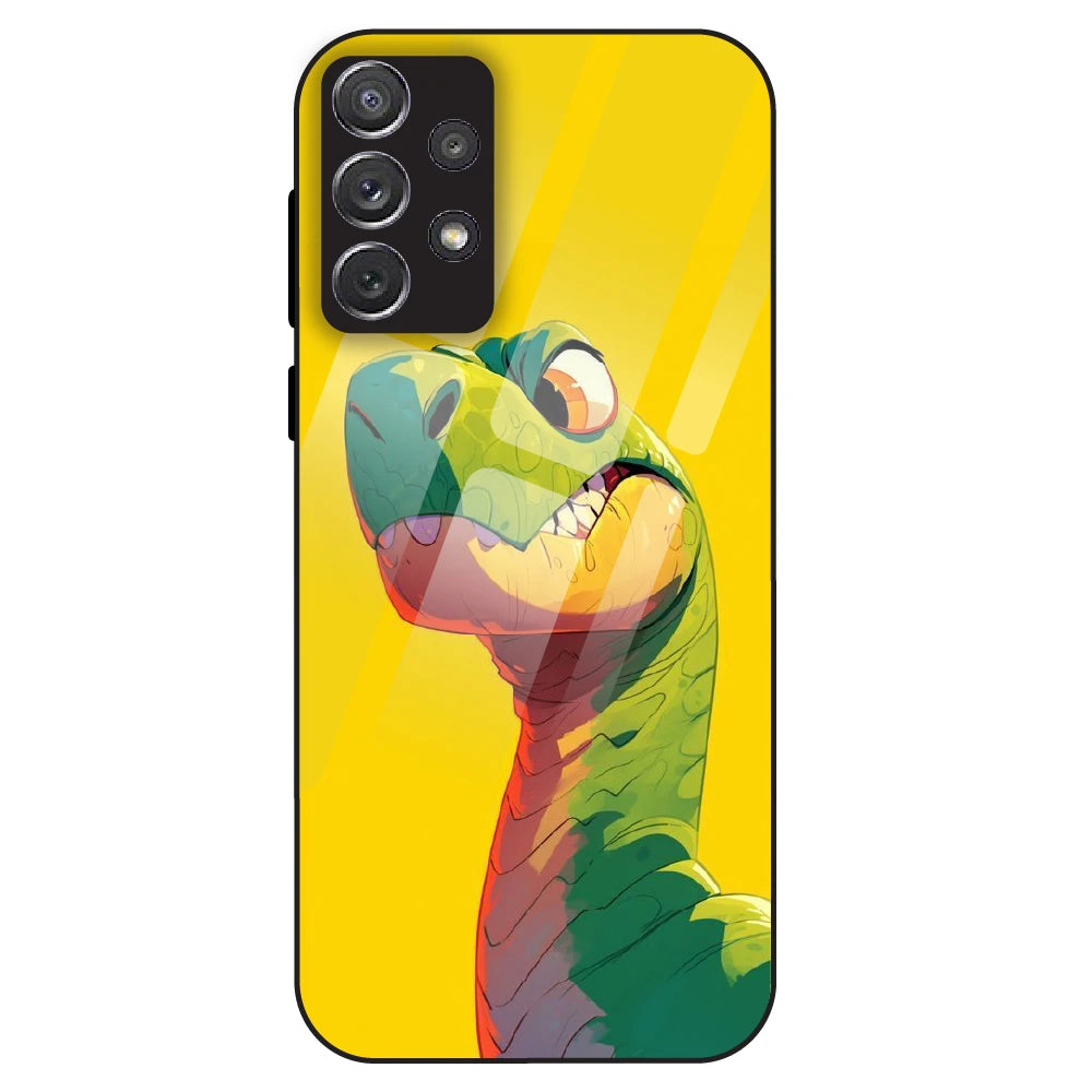 Cute Dino Popt - Glass Case For Samsung Galaxy A72