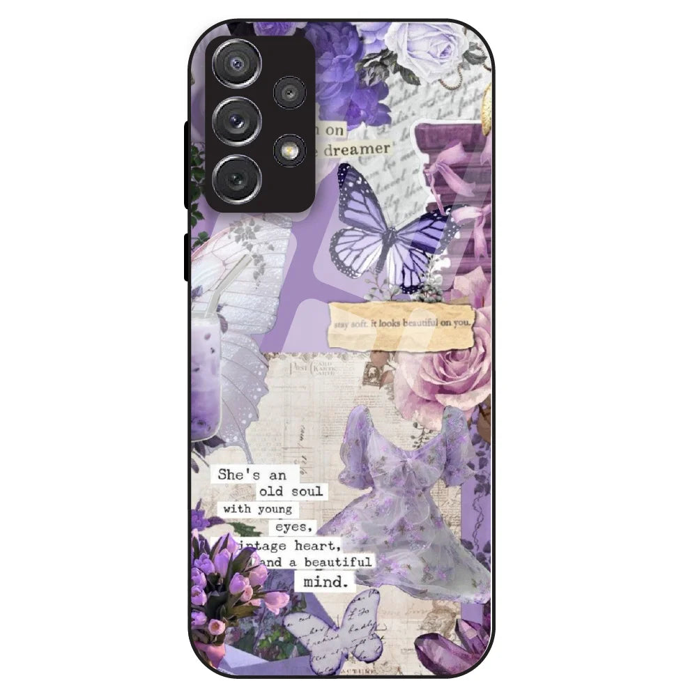Lavender Vintage Collage - Glass Case For Samsung Galaxy A72
