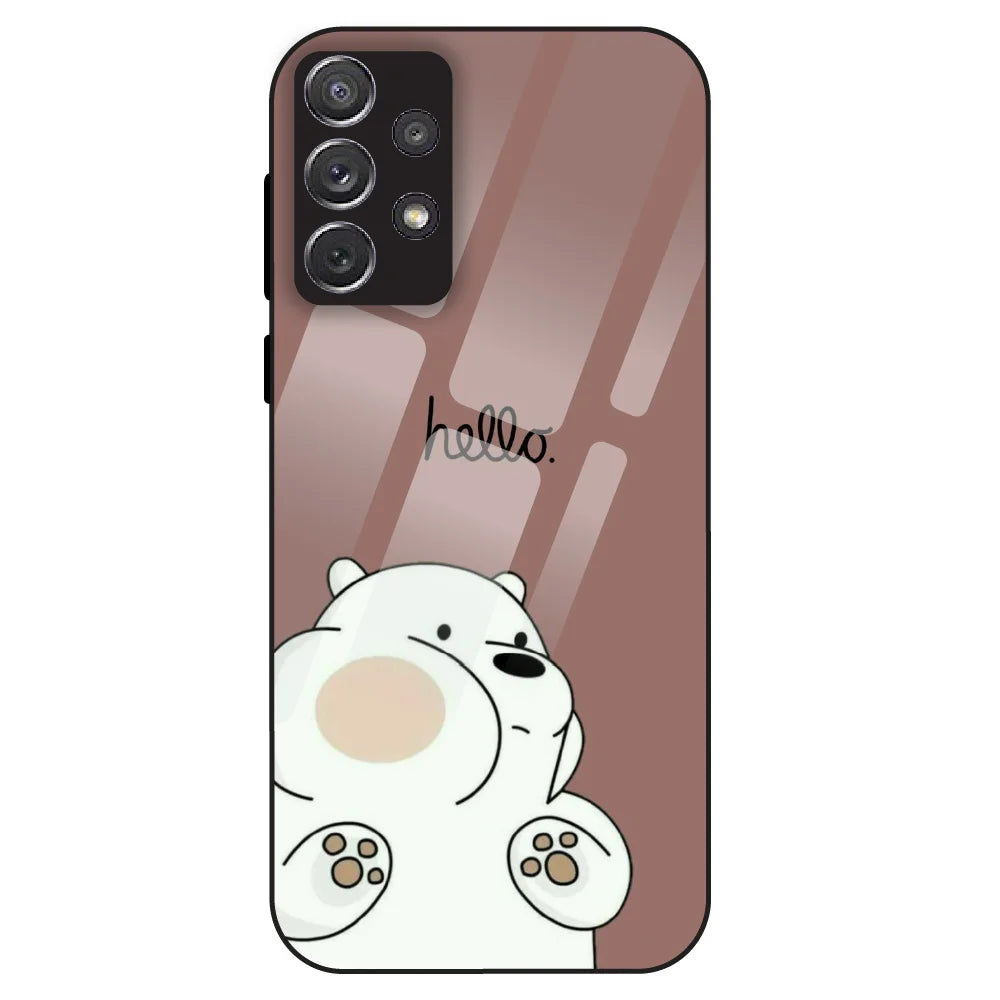 Cute Bear Minimal - Glass Case For Samsung Galaxy A72