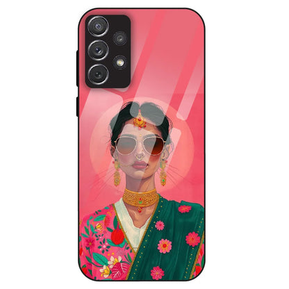 Royal Ethnic Diva - Glass Case For Samsung Galaxy A72