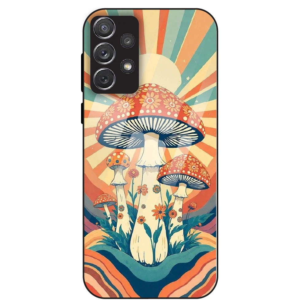 Retro Mushroom Art - Glass Case For Samsung Galaxy A72