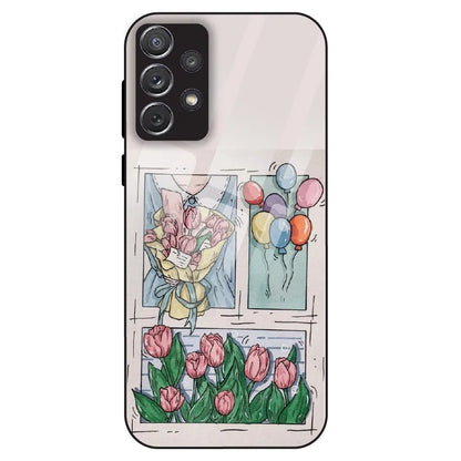 Tulip Aesthetic Sketch - Glass Case For Samsung Galaxy A72
