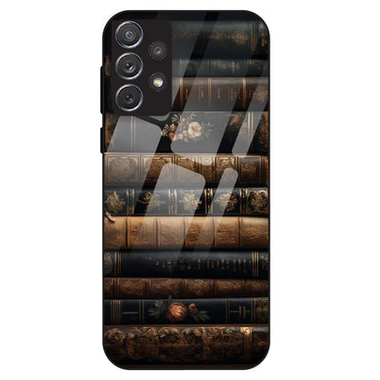 Vintage Book Stack - Glass Case For Samsung Galaxy A72
