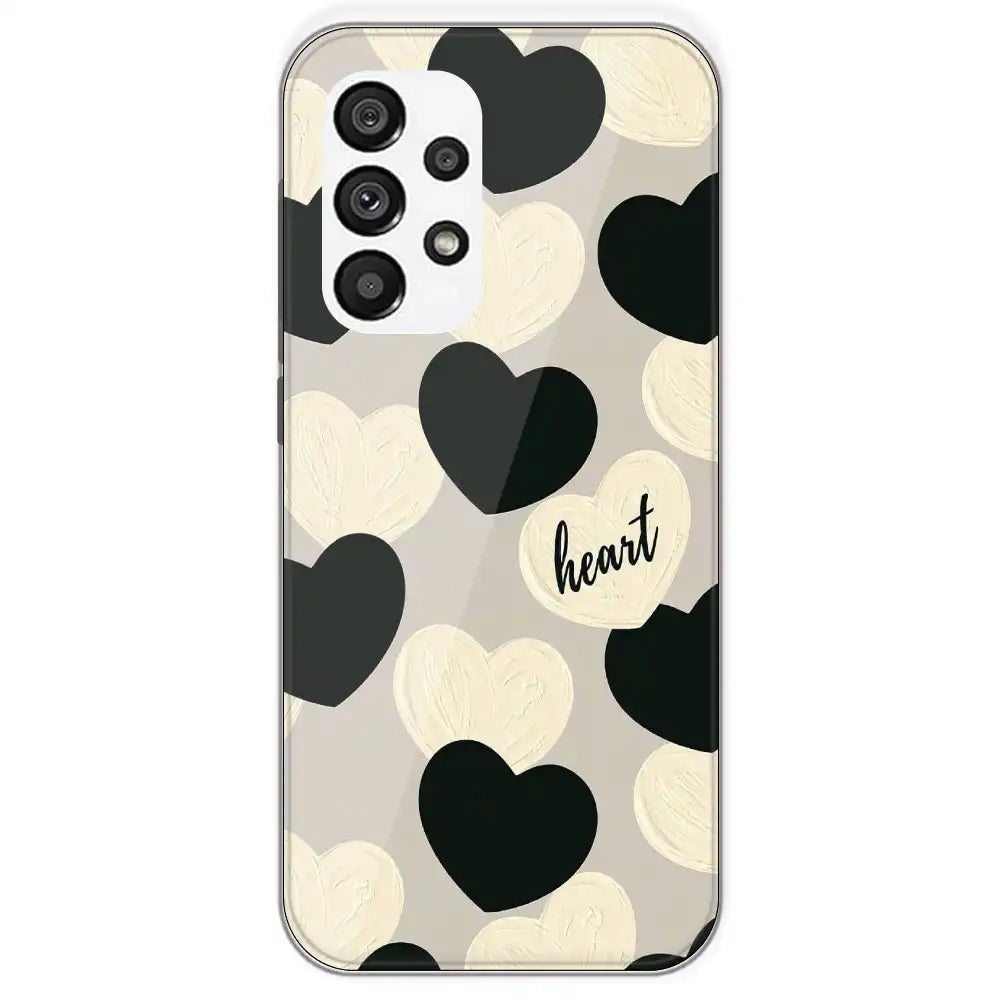 Black And White Heart - Printed Silicone Case For Samsung Galaxy A73