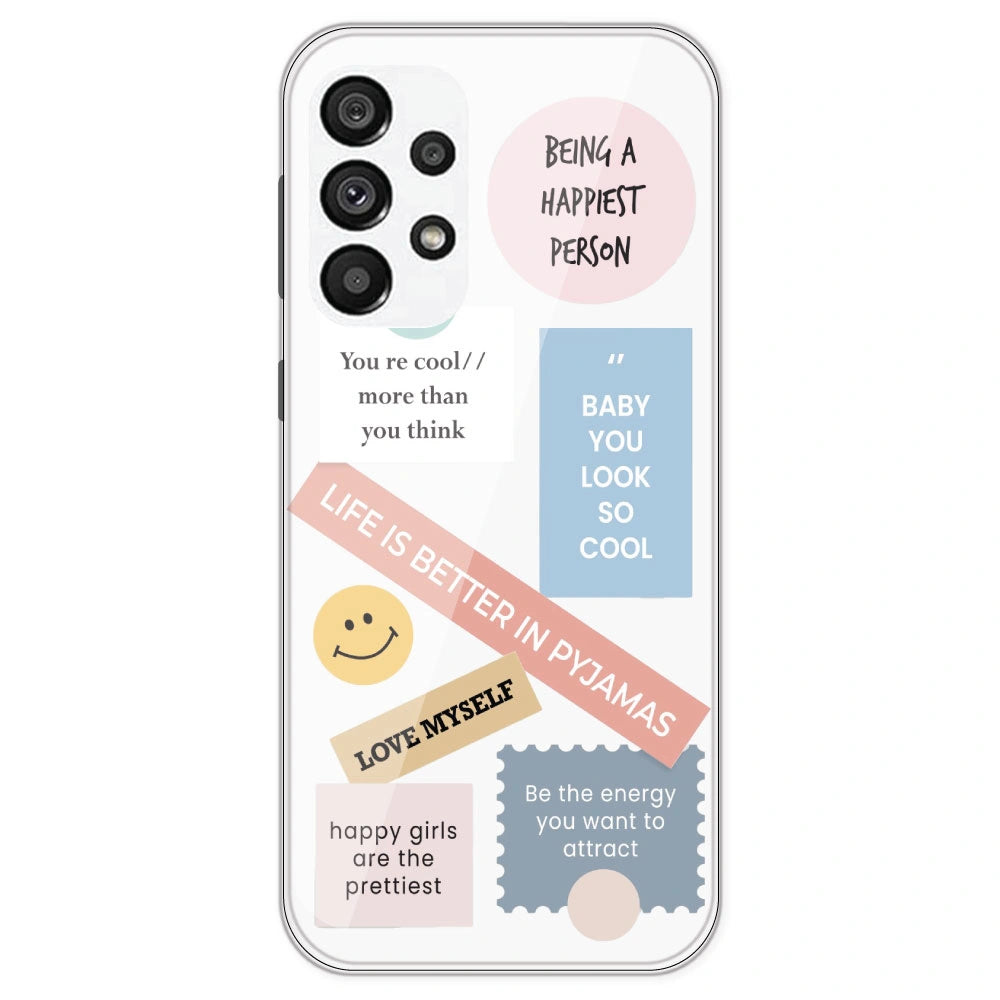 Be Happy - Clear Printed Silicone Case For Samsung Galaxy A73
