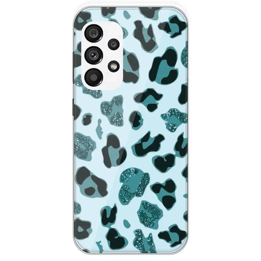 Blue Leopard Glitter Print - Printed Silicone Case For Samsung Galaxy A73